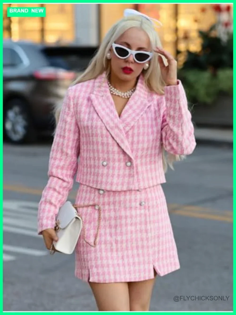Cropped Tweed Blazer Skirt Set 2 Piece Business Casual Suit